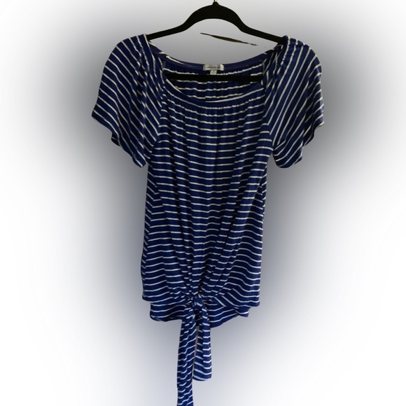 white birch Tops - NWOT White Birch Navy and White Striped Top S